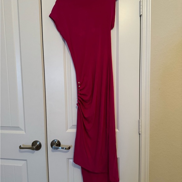 Paco Rabanne Pink Draped Asymmetric Midi Dress - Picture 7 of 10
